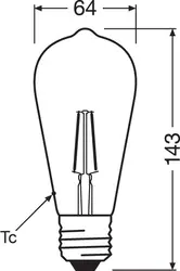 Żarówka retro LED ozdobna filament 4W E27 2400K ciepło biała OSRAM Vintage 1906
