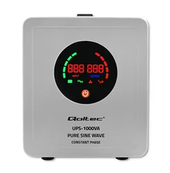 Zasilacz awaryjny do C.O. Qoltec Pure Sine Wave UPS 1000VA 700W Stała faza