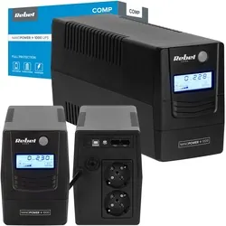 Zasilacz awaryjny komputerowy UPS REBEL Nanopower Plus 1000 offline 1000VA 600W LCD USB RJ45