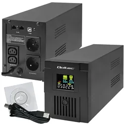 Zasilacz awaryjny UPS Qoltec Monolith 1500VA 900W LCD USB   program