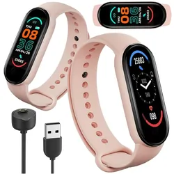 Zegarek smartband opaska sportowa R2invest M6 magnetyczne ładowanie - różowy