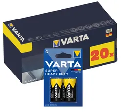 Zestaw 20x baterie alkaliczne VARTA R14 Typ C Super Heavy Duty  cynkowo-węglowe