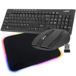 Zestaw bezprzewodowy UGO ETNA CW110 US klawiatura   mysz 2.4GHZ   podświetlana mata RGB