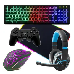 Zestaw gamingowy klawiatura ART SLIM AK-20 podświetlana mysz mata RGB słuchawki pad