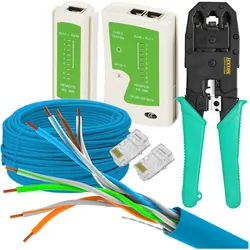 Zestaw kabel sieciowy LAN UTP KAT-5E 20m + zaciskarka + tester + 2x wtyk RJ45 
