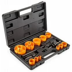 Zestaw otwornic do metalu drewna bimetal Powermat PM-ZODM-17ET 17 elementów   walizka