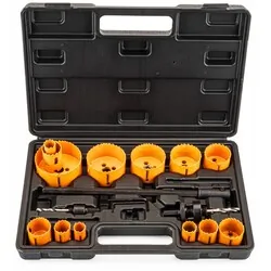 Zestaw otwornic do metalu drewna bimetal Powermat PM-ZODM-17ET 17 elementów   walizka