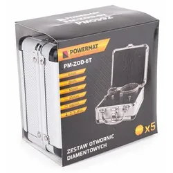 Zestaw otwornic koronek otwornica diamentowa M14 Powermat PM-ZOD-6T 5 sztuk   walizka