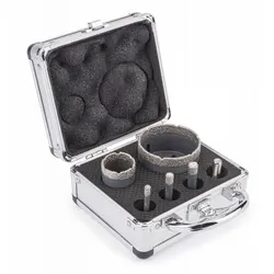 Zestaw otwornic koronek otwornica diamentowa M14 Powermat PM-ZOD-6T 5 sztuk   walizka