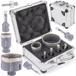 Zestaw otwornic koronek otwornica diamentowa M14 Powermat PM-ZOD-6T 5 sztuk   walizka