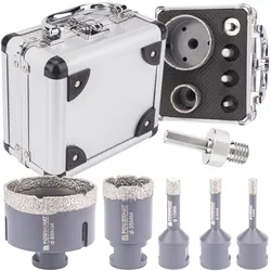 Zestaw otwornic koronek otwornica diamentowa M14 Powermat PM-ZOD-6T 5 sztuk   walizka aluminiowa