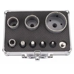 Zestaw otwornic koronek otwornica diamentowa M14 Powermat PM-ZOD-9T 8 sztuk   walizka aluminiowa