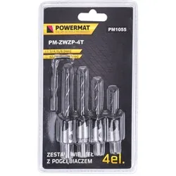 Zestaw wierteł do drewna z pogłębiaczem Powermat PM-ZWZP-4T