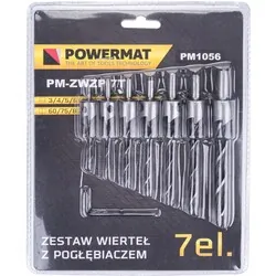 Zestaw wierteł do drewna z pogłębiaczem Powermat PM-ZWZP-7T