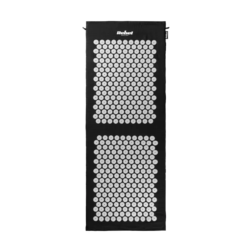 Mata zdrowotna z kolcami do akupresury z poduszką REBEL ACTIVE 130x50cm czarna