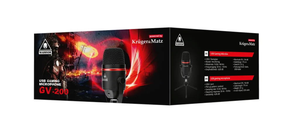 Mikrofon gamingowy / vlogerowy na USB Kruger&Matz Warrior GV-200