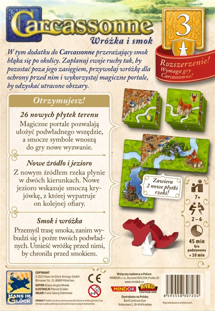 Gra planszowa CARCASSONNE Wróżka i smok - 3 (trzecia edycja) dodatek pl Bard