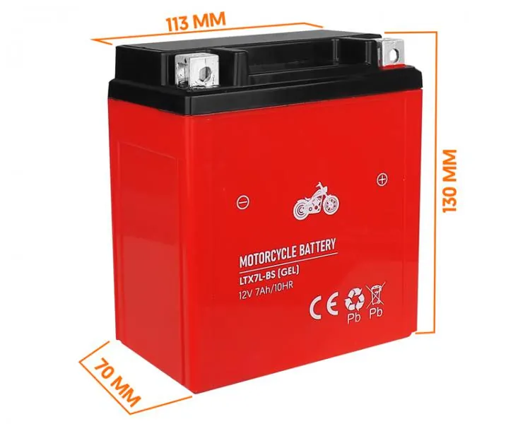 Bezobsługowy akumulator motocyklowy LTC do motocykli 12V 7Ah