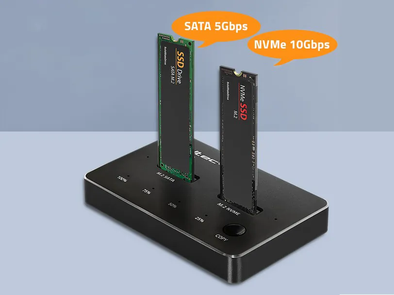 Stacja dokująca dysków Qoltec 2x SSD M.2 NVMe SATA USB-C DUAL 2x 2TB