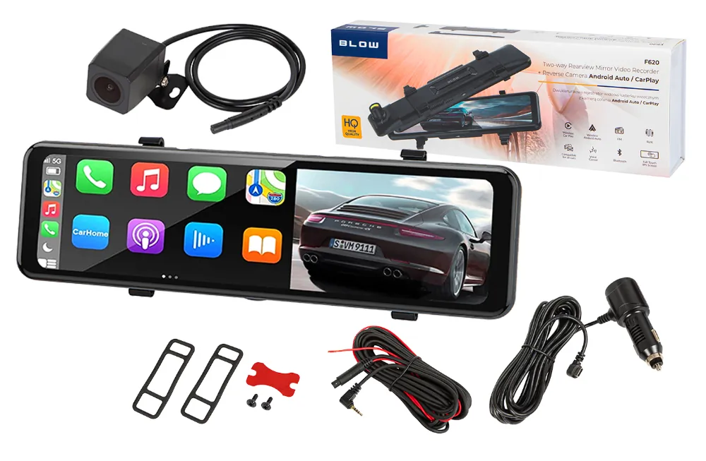 Rejestrator samochodowy wideorejestrator lusterko BLOW BLACKBOX DVR F620 Android Auto/CarPlay + kamera cofania