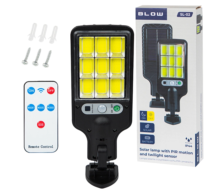 Lampa ścienna solarna regulowana LED BLOW SL-02 z czujnikiem ruchu i zmierzchu
