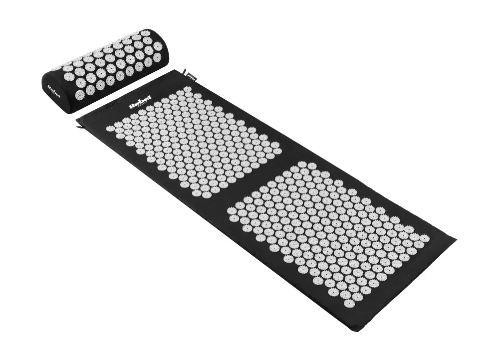 Mata zdrowotna z kolcami do akupresury z poduszką REBEL ACTIVE 130x50cm czarna