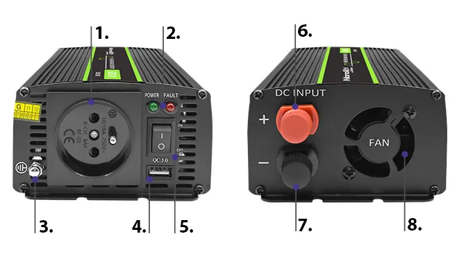 Przetwornica napięcia Monolith Qoltec 12V/230V 300W/600W Czysty Sinus