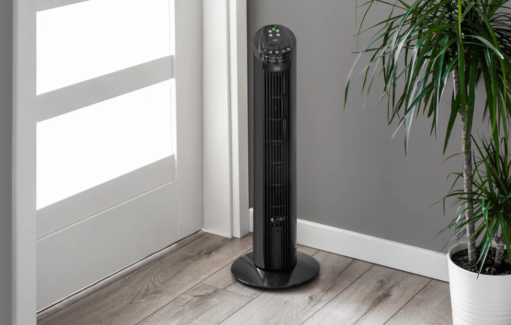 Wentylator kolumnowy 50W 74 cm z pilotem + saturator do wody + 10 naboi + 5 kostek lodu