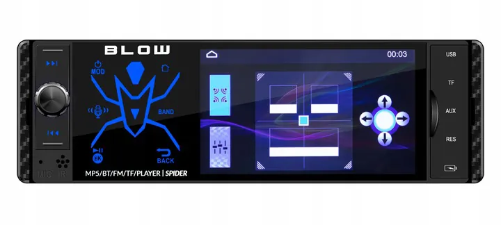 Radio samochodowe BLOW SPIDER 4" RDS RGB Mirror Link USB AUX SD