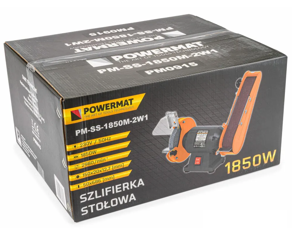 Szlifierka stołowa kamieniowa taśmowa 1850W Powermat PM-SS-1850M-2W1