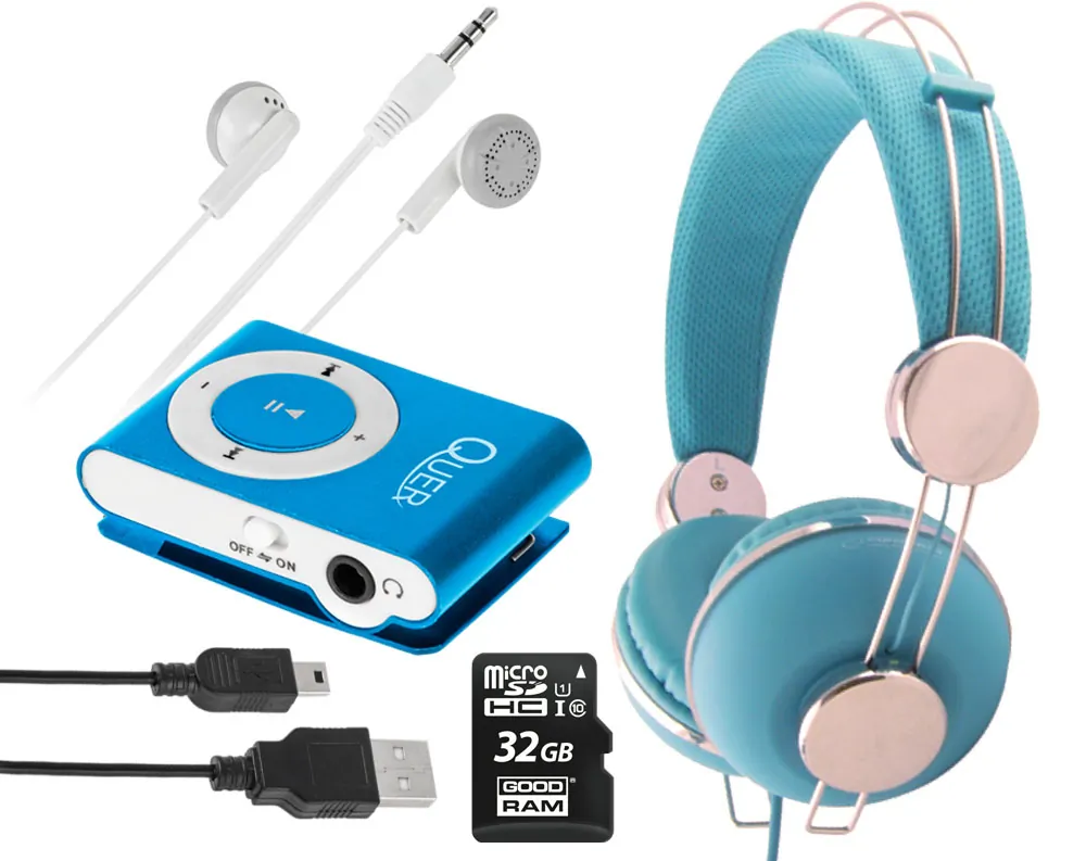 Odtwarzacz MP3 dla dzieci Quer + słuchawki nauszne + karta 32GB