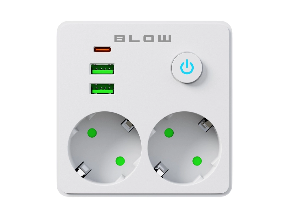 Rozgałęźnik R-20 PR 2-GNIAZDA + 2USB + USB-C białe