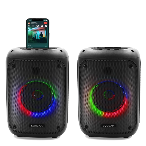 Głośnik bluetooth przenośny Squeak BeatFlow karaoke speaker radio FM AUX USB-C 35W TWS + mikrofon