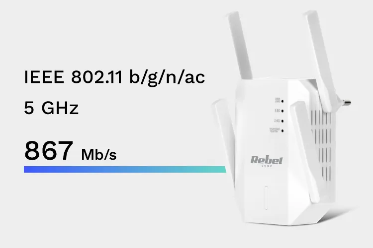 Repeater - wzmacniacz sieci bezprzewodowej 2.4+5 GHz Rebel