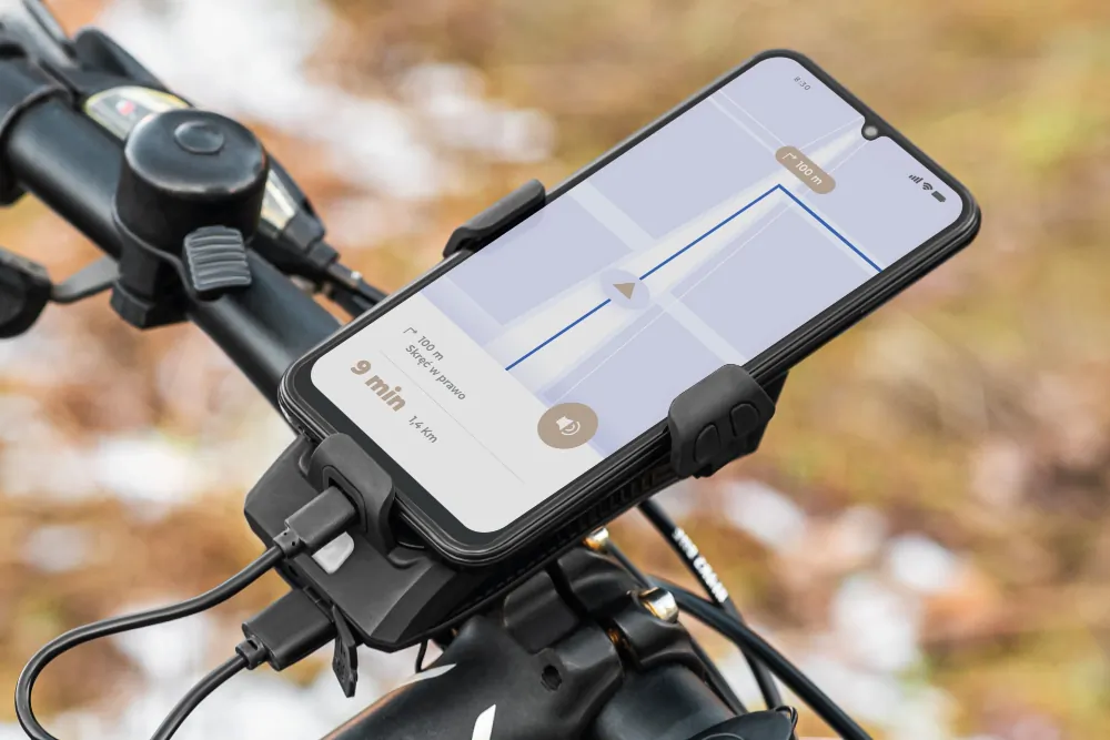Akumulatorowa lampka rowerowa LED uchwyt rowerowy powerbank Krüger&Matz XT50 3w1