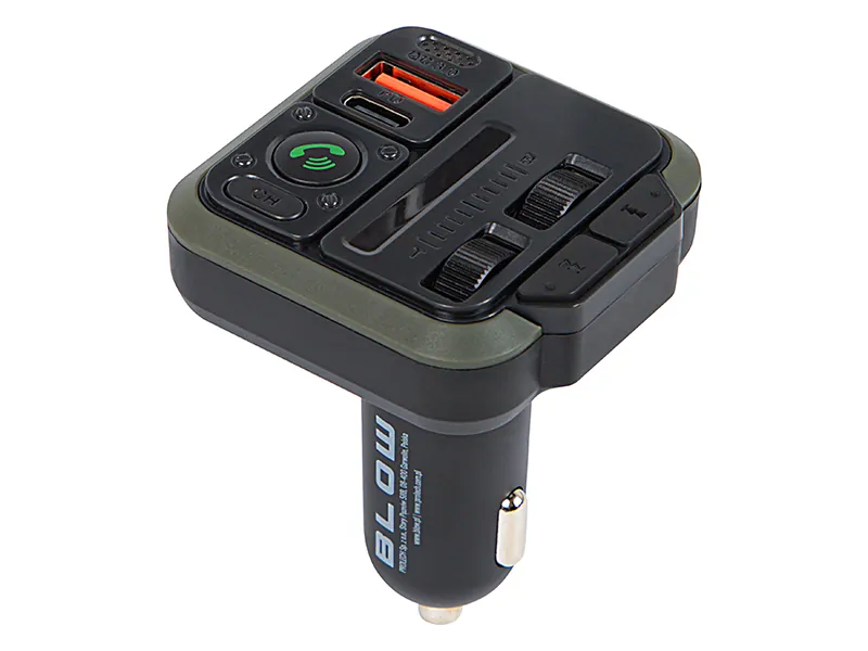 Podświetlany transmiter FM z zestawem głośnomówiącym BLOW Bluetooth 5.3 + QC3.0 + PD 20W