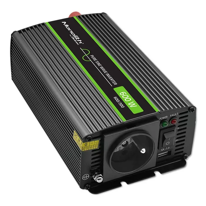 Przetwornica napięcia Monolith Qoltec 12V/230V 300W/600W Czysty Sinus