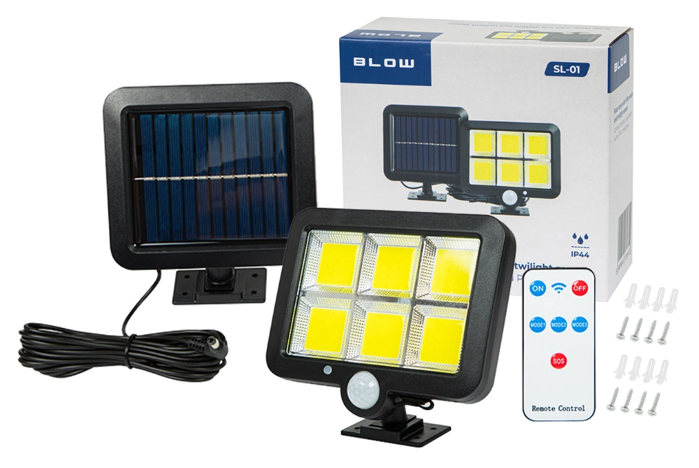 Lampa ścienna solarna regulowana LED BLOW SL-01 z czujnikiem ruchu i zmierzchu