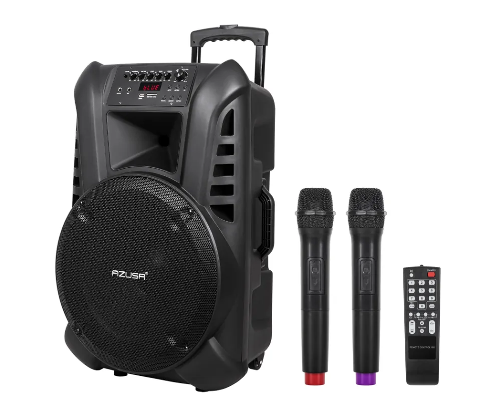 Głośnik kolumna aktywna Bluetooth Azusa 15" 120W SD USB + 2 mikrofony bezprzewodowe + pilot