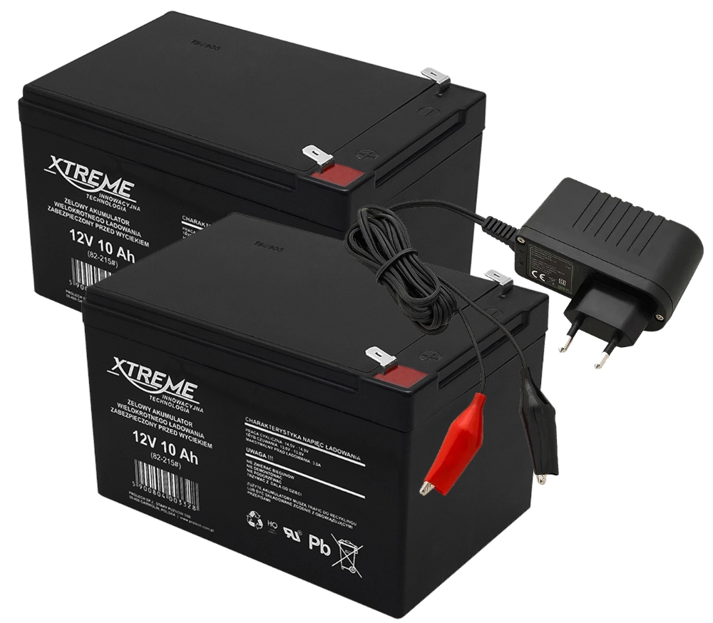 2x Akumulator żelowy 12V 10Ah XTREME + ładowarka