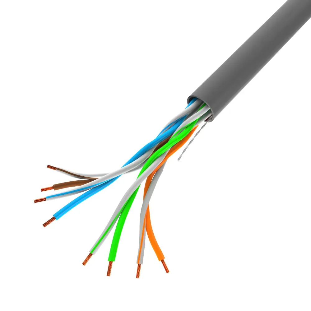 Kabel sieciowy LAN UTP ethernet skrętka RJ45 KAT-5E DRUT CCA szary - 50m