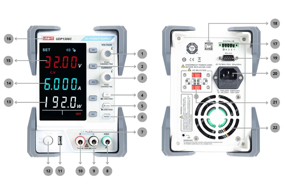 Zasilacz laboratoryjny programowany 0-32V/0-6A Uni-T UDP1306C