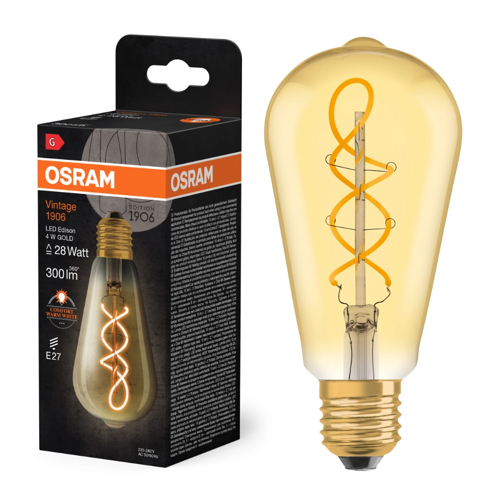 Żarówka retro LED ozdobna filament 4W E27 2000K ciepło biała OSRAM Vintage 1906