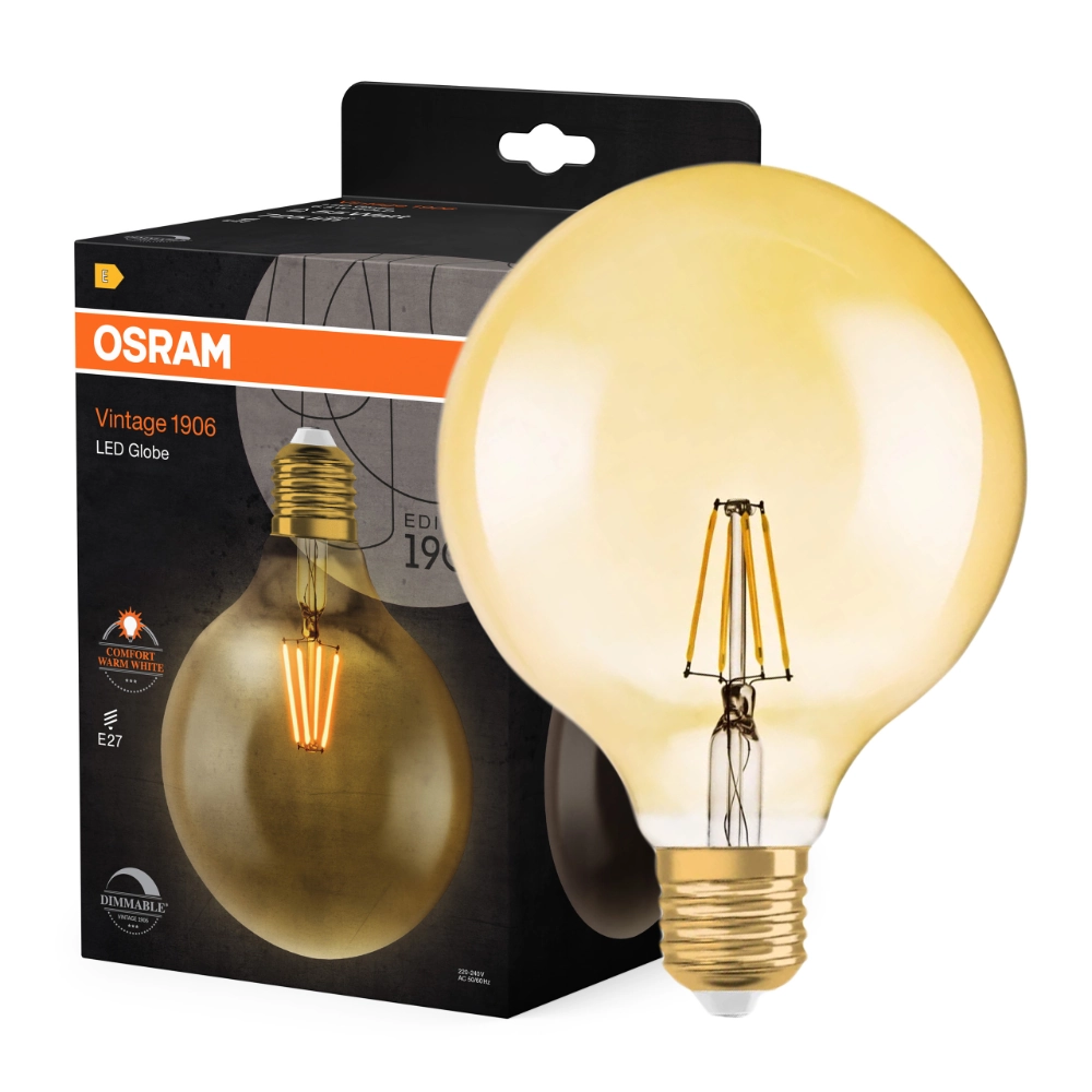 Żarówka retro LED ozdobna filament ściemnialna 6.5W E27 2400K ciepło biała OSRAM Vintage 1906