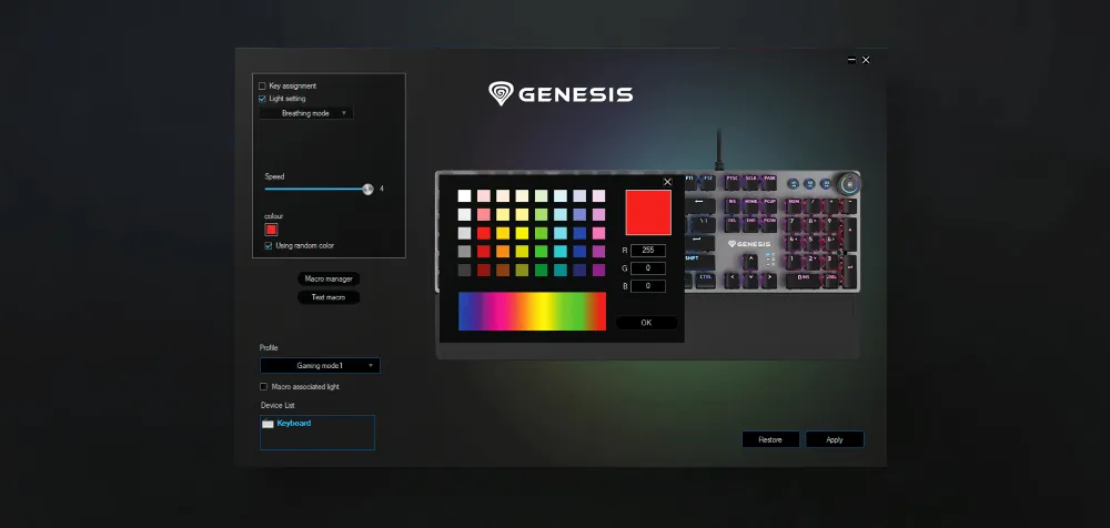 Klawiatura mechaniczna Genesis THOR 400 RGB podświetlana gamingowa dla graczy