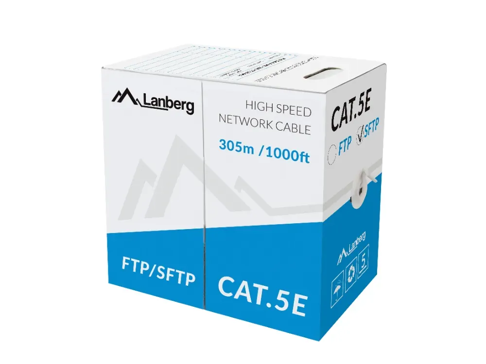 Kabel sieciowy LAN FTP ethernet skrętka RJ45 305m KAT-5E LINKA CCA ekranowany szary Lanberg