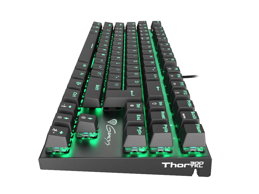 Klawiatura mechaniczna Genesis THOR 300 TKL gamingowa dla graczy zielone podświetlenie