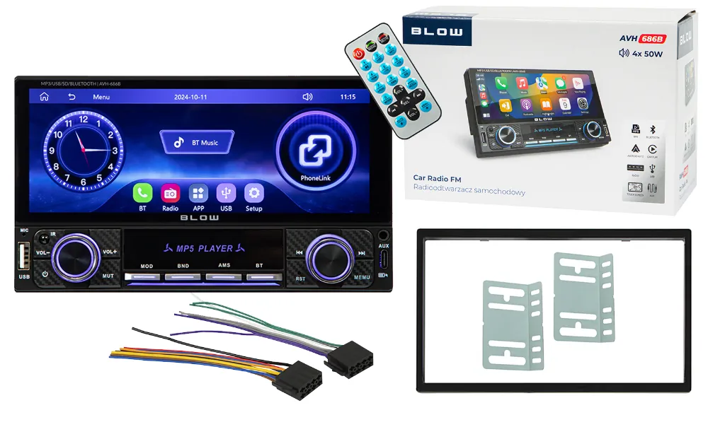Radio samochodowe BLOW AVH-686B CarPlay AndroidAuto RDS MP3 USB SD Bluetooth