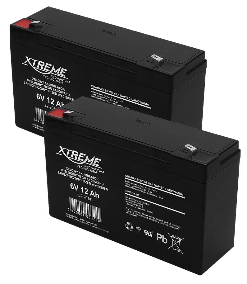2x Akumulator żelowy XTREME 6V 12Ah + ładowarka