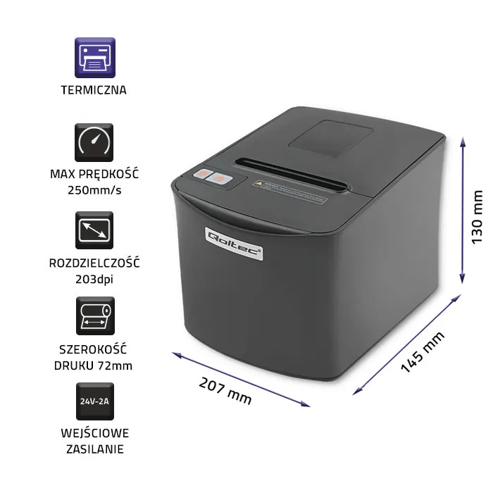 Drukarka paragonowa bonowa termiczna USB Qoltec